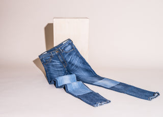 patchwork denim jeans