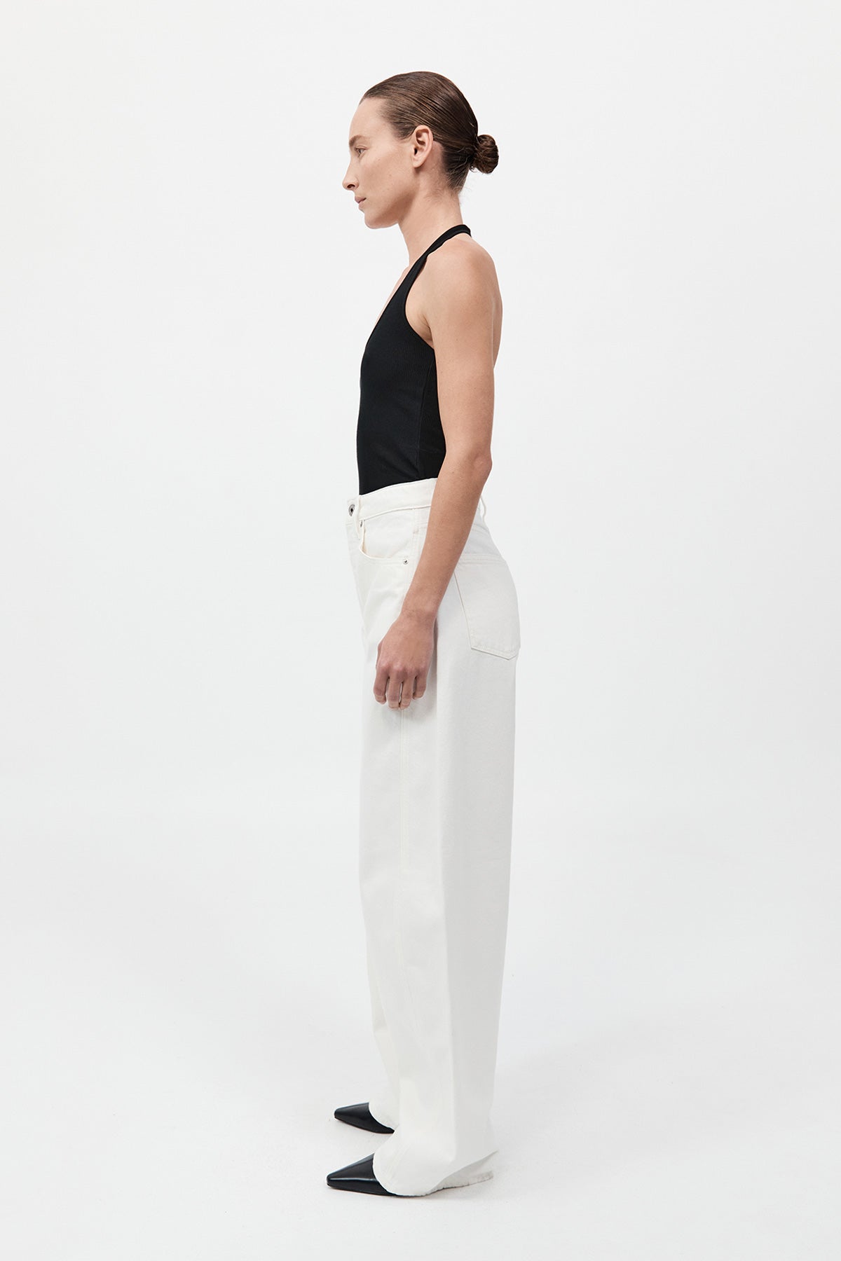 Mid Rise Balloon Jeans - White
