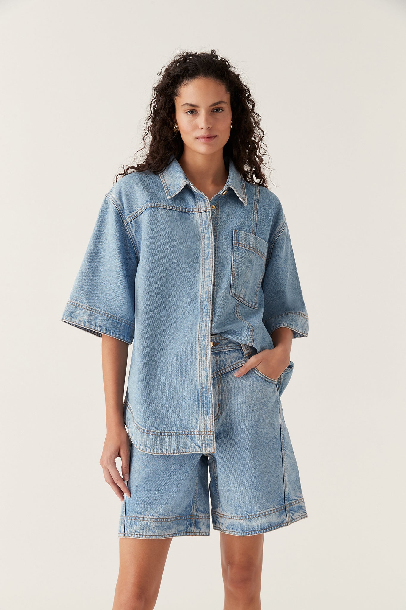 Aje x Outland Denim Top - Coastal Blue