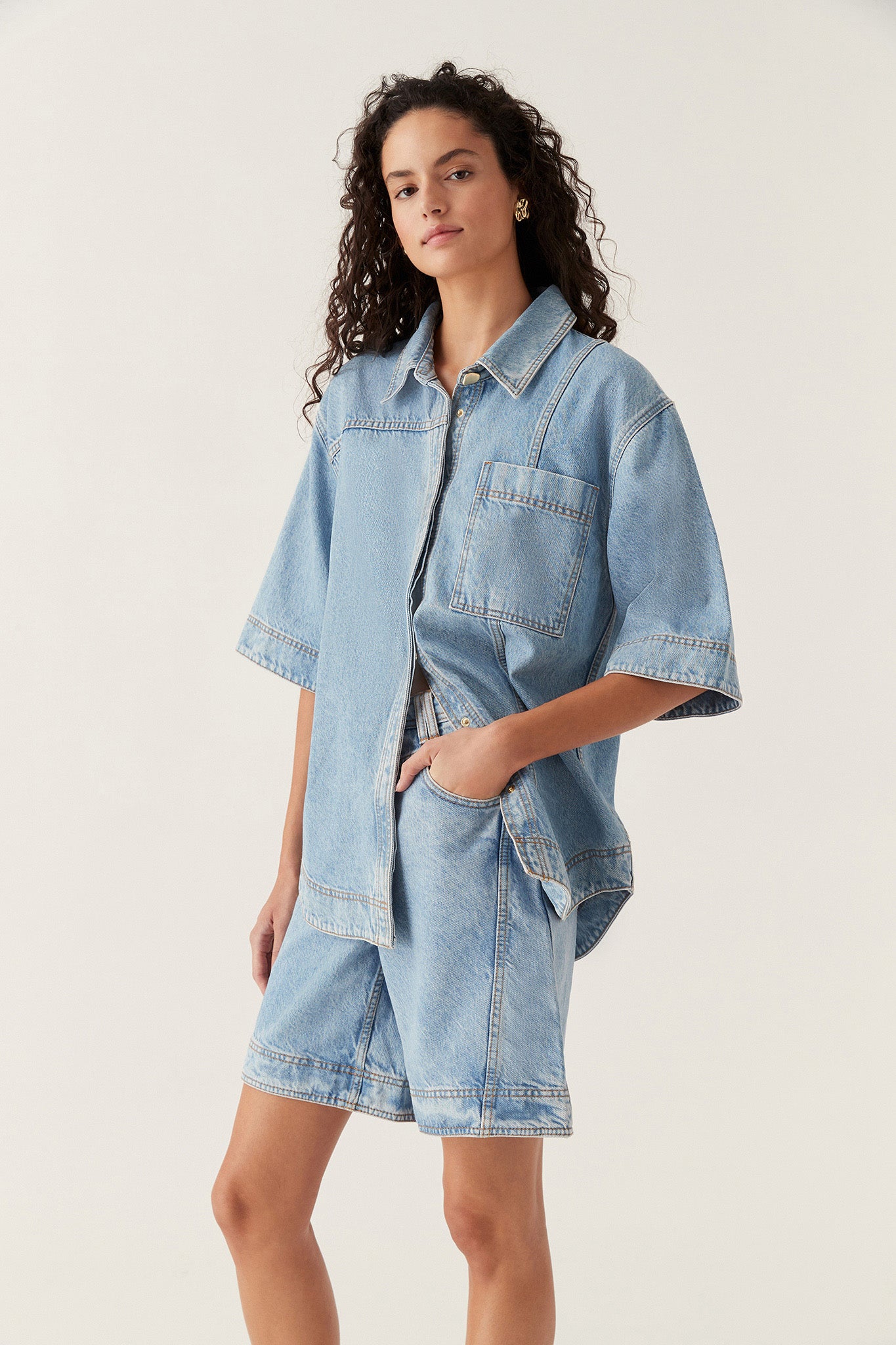 Aje x Outland Denim Top - Coastal Blue