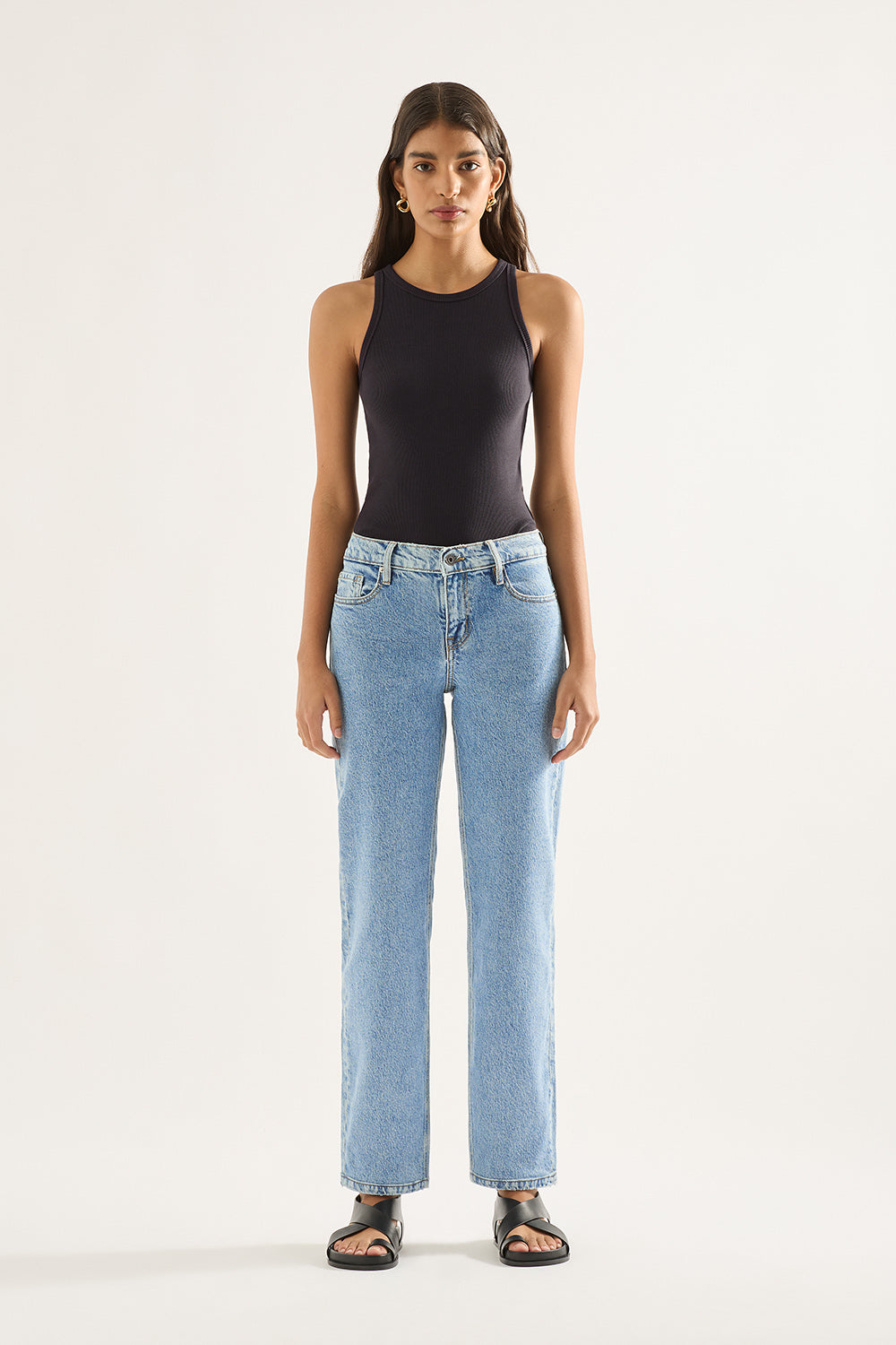 Elise Mid Straight Jean - Era Blue