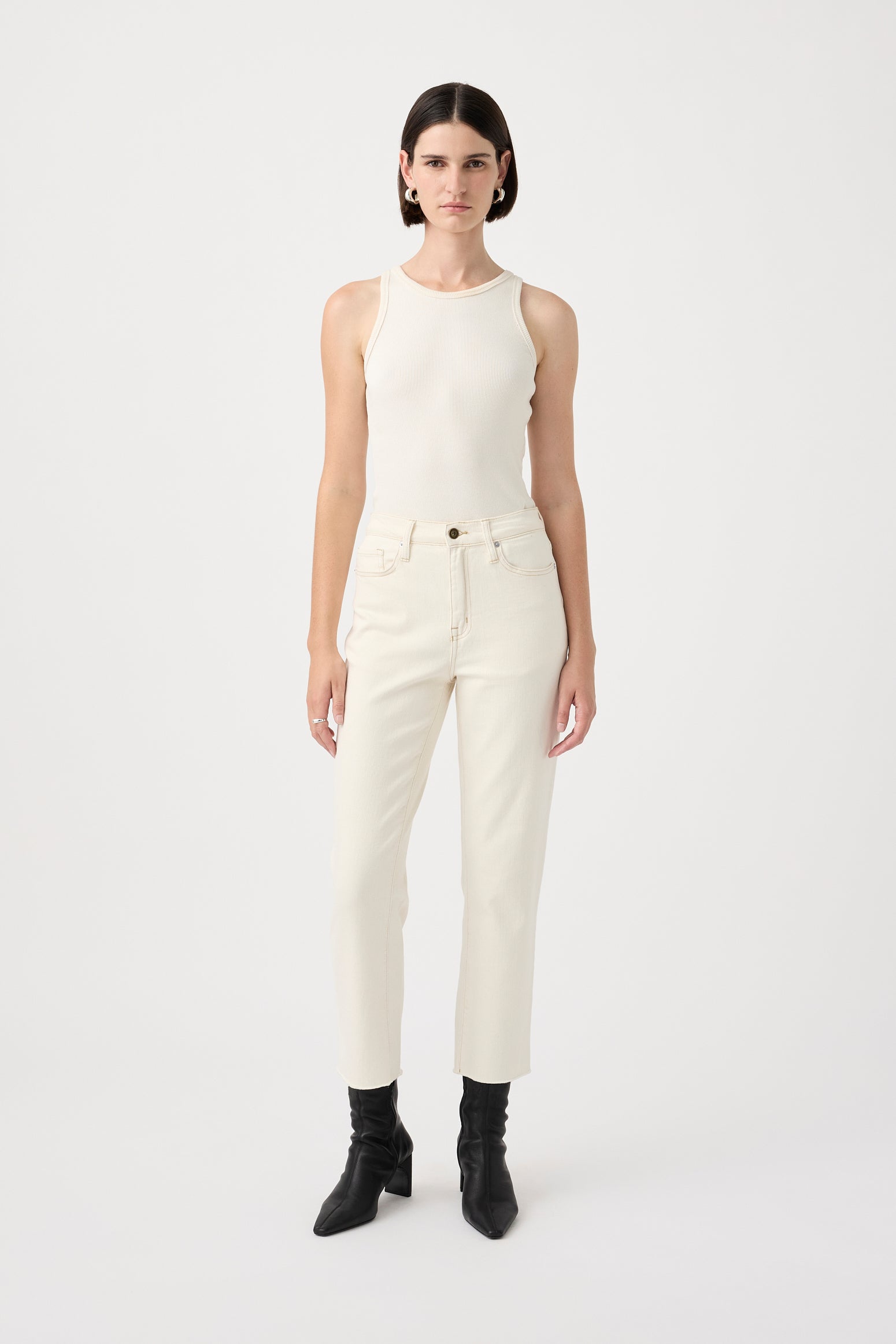 Zoe Straight Leg Jeans For Women - Ecru