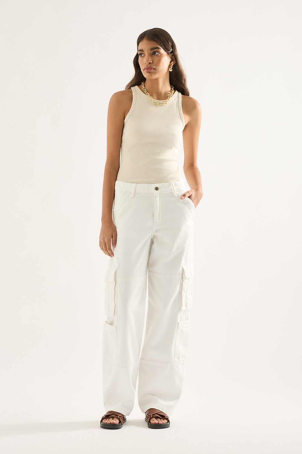 Isla Low Cargo Jean - Winter White