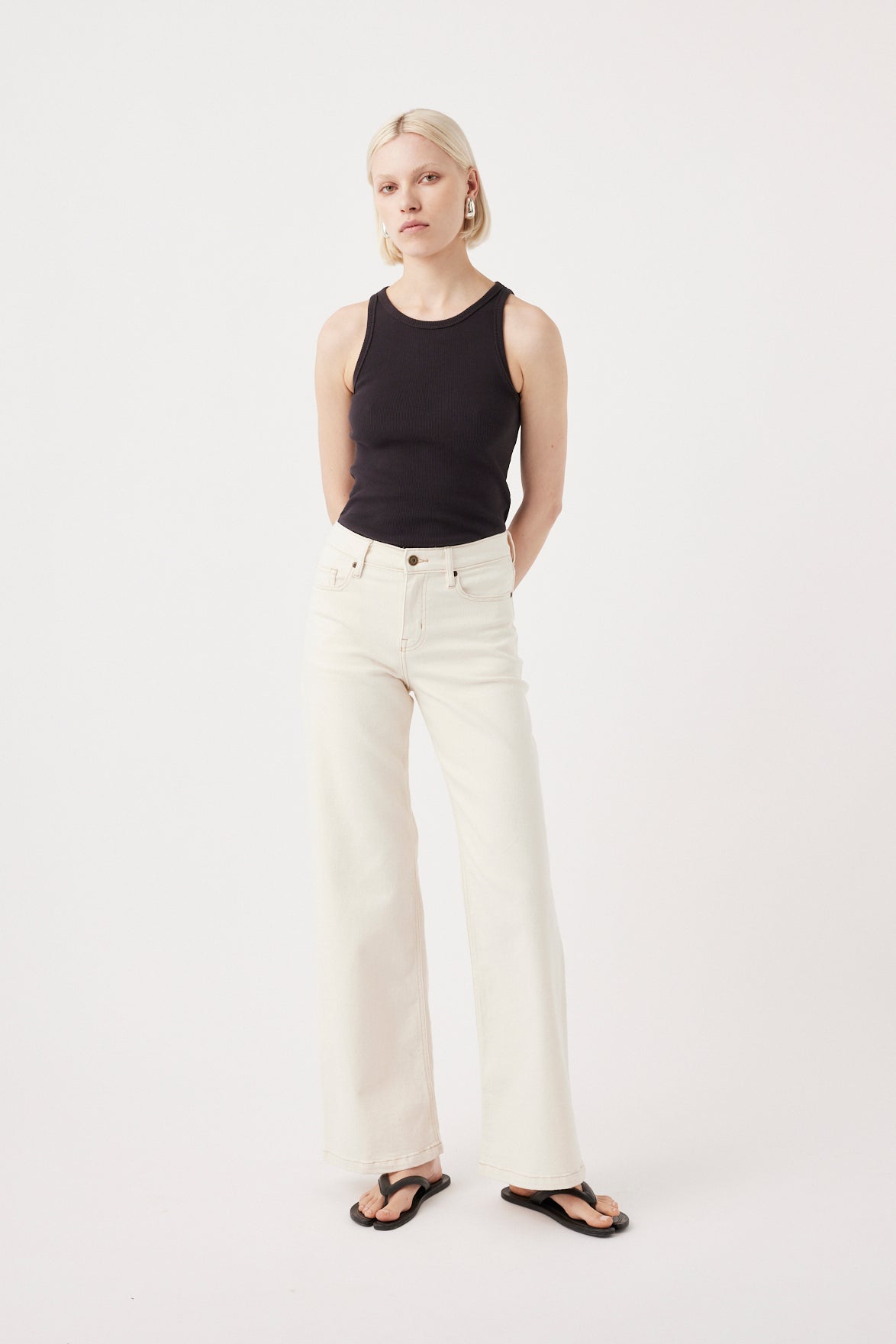 Mia Mid Wide Leg Jean - Ecru