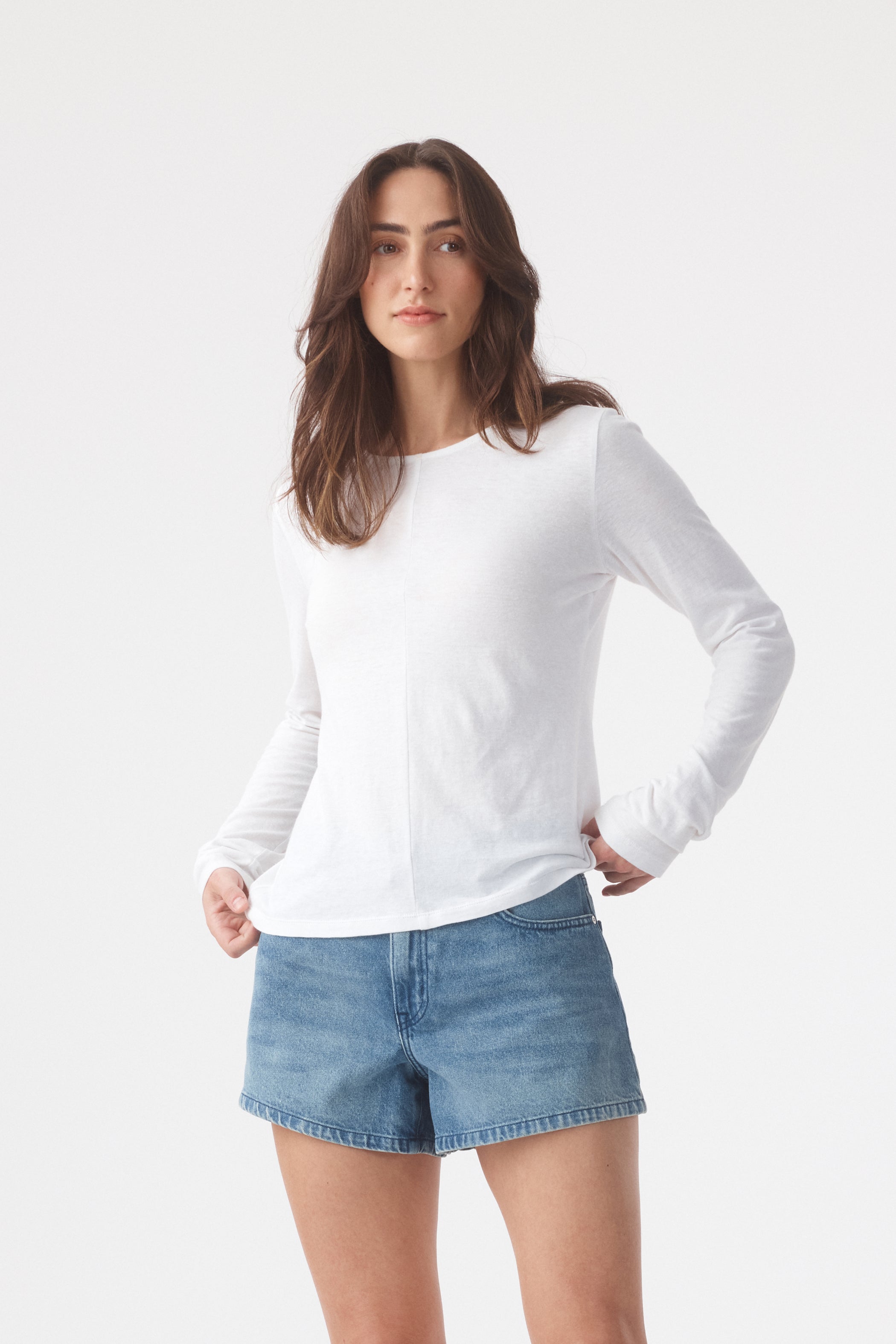 Long Sleeve Drape Top Bone